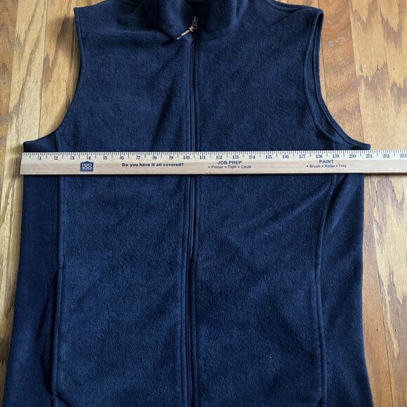 Woolrich Vest Mens Large Navy Blue Full Zip Up Fleece Stand Up Collar - Picture 2 of 5